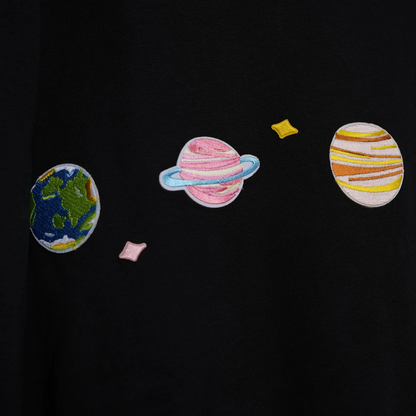 Custom Nike Sweatshirt Black With Planets Pattern