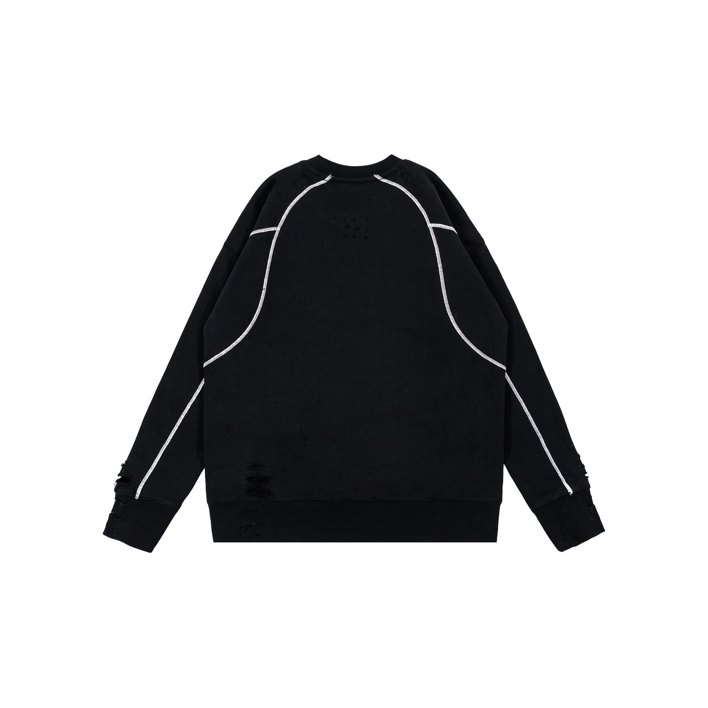 Custom Nike Sweatshirt Black With White Lines And Ripped Details