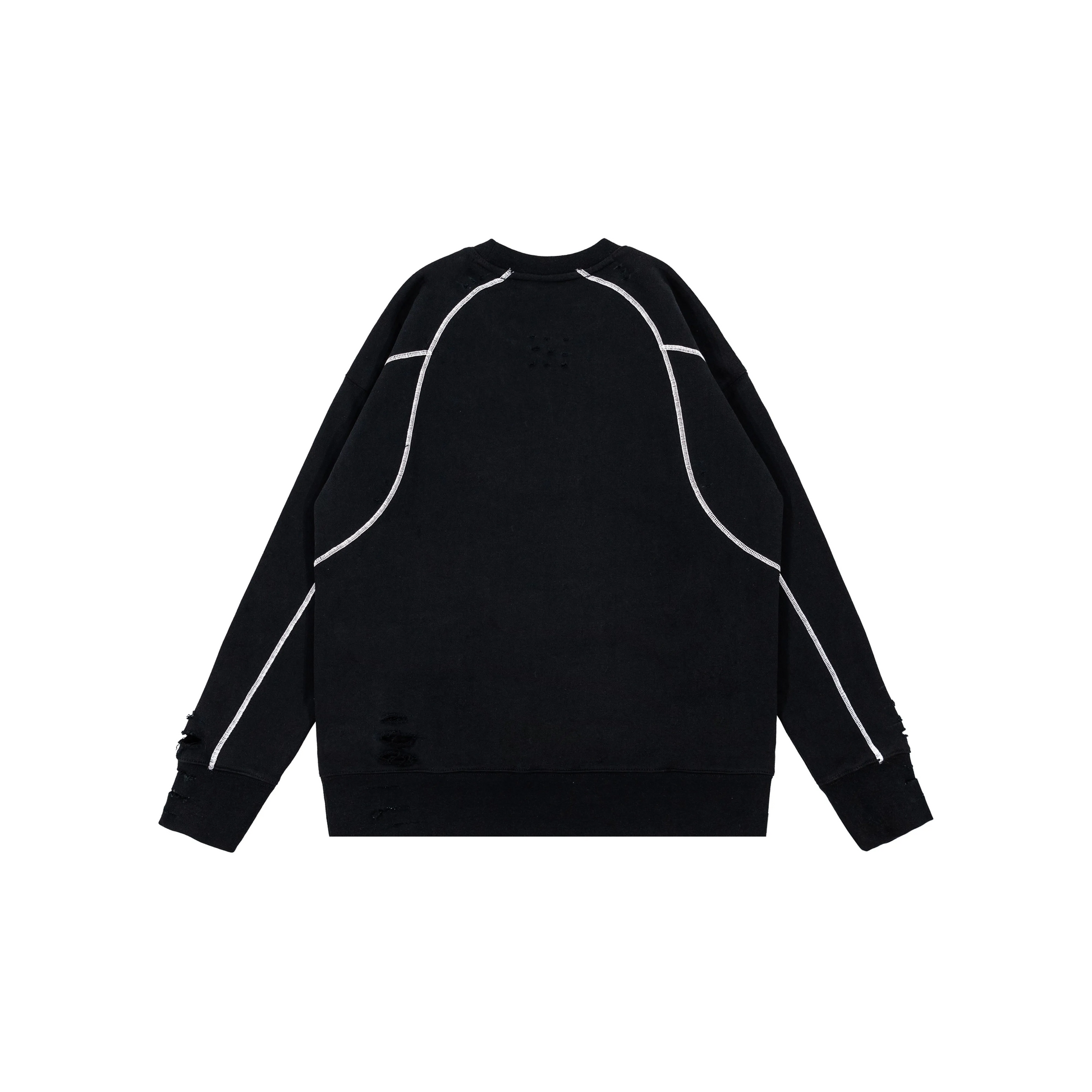 Custom Nike Sweatshirt Black With White Lines And Ripped Details