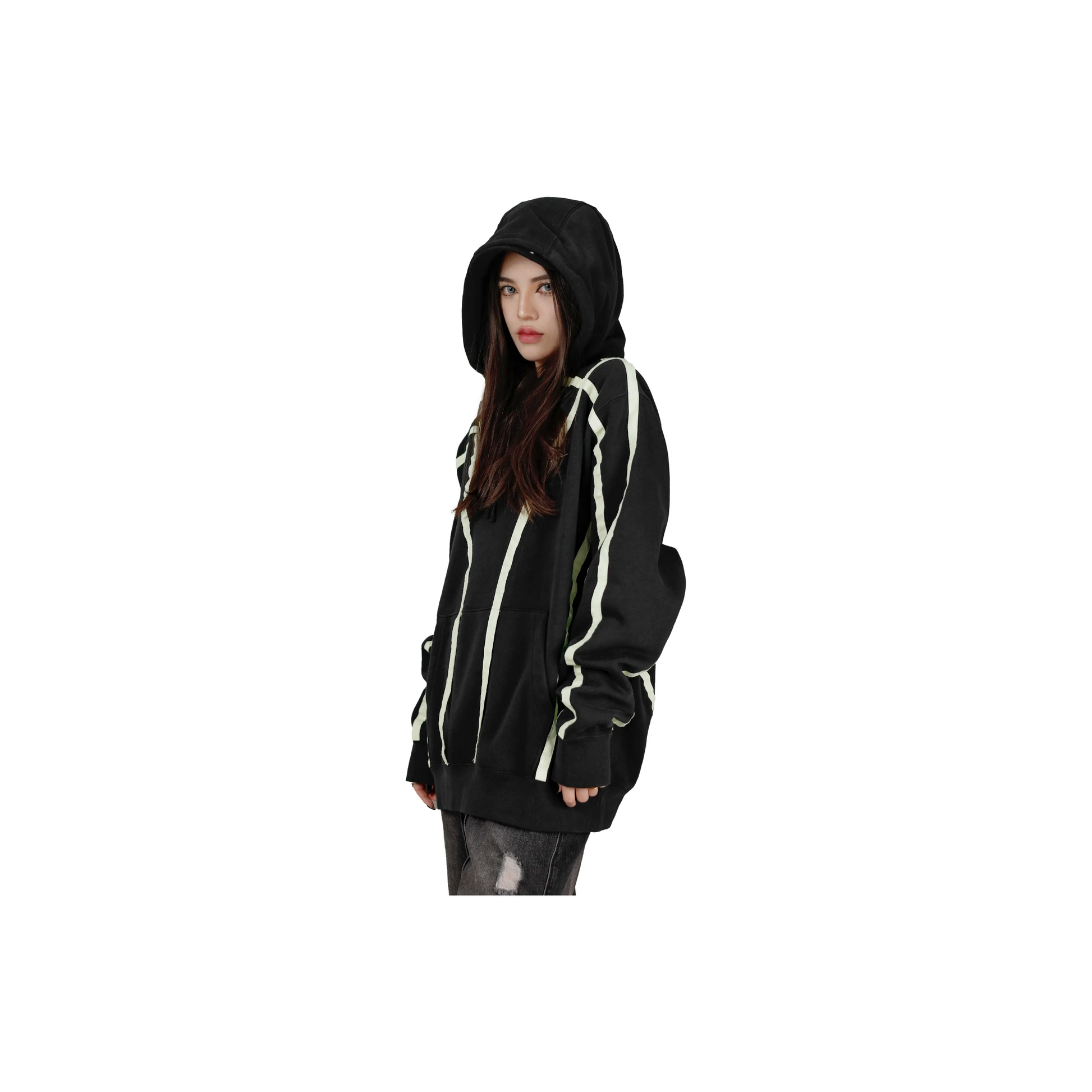 Custom Nike Sweatshirt Black With White Stripes