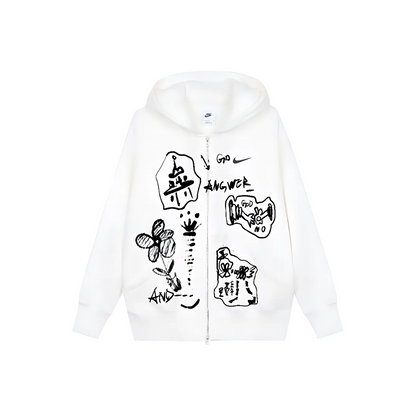 Custom Nike Sweatshirt White Black Sketchy Graffiti