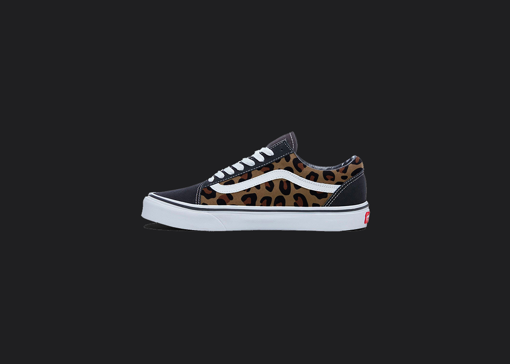 Custom Vans Black Brown Leopard Print