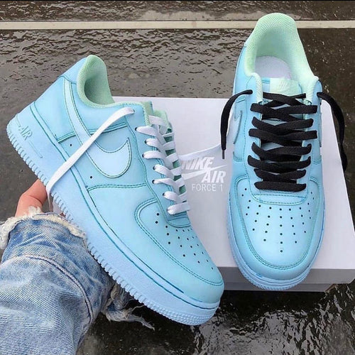 Cute Light Baby Blue Pattern Style Custom Air Force 1