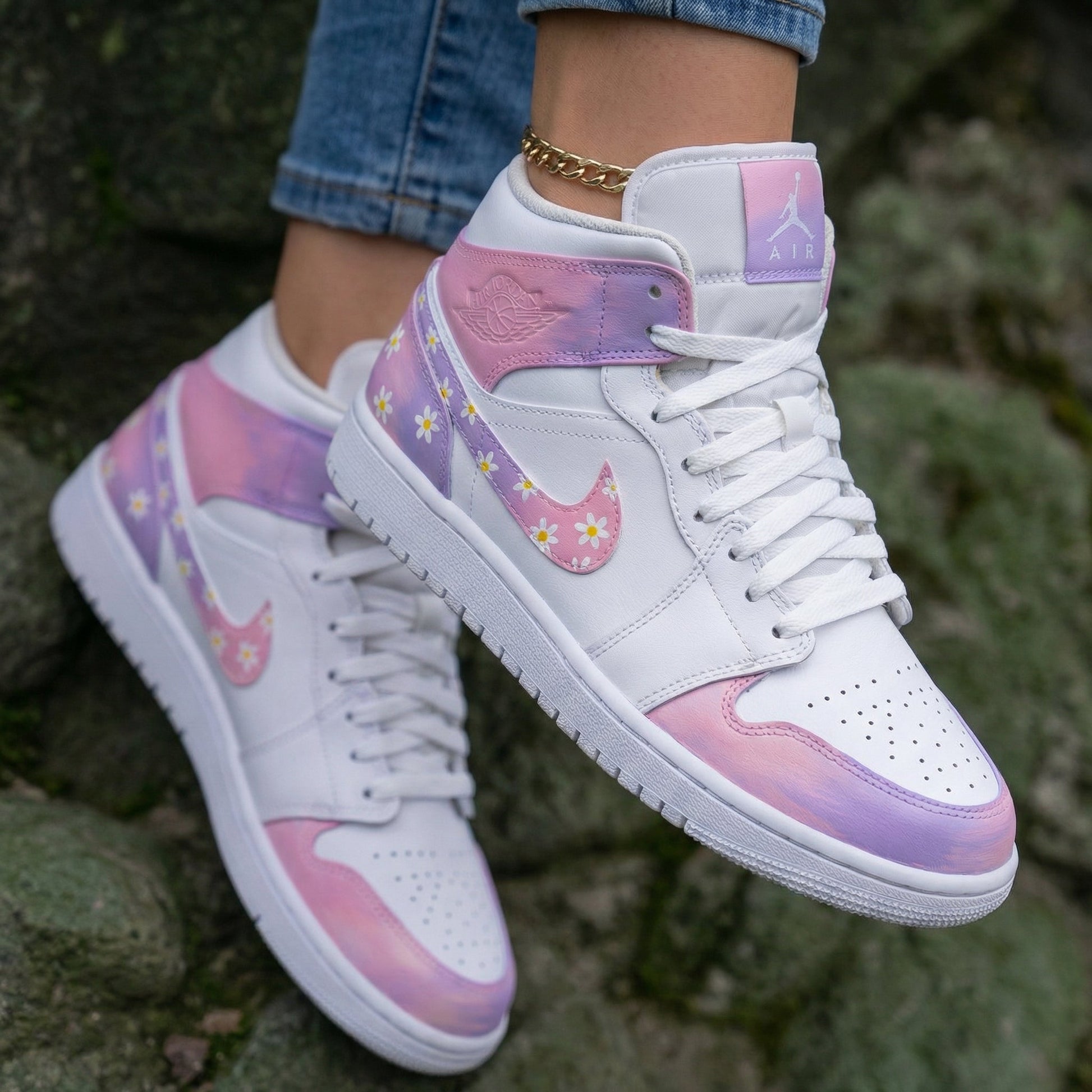 Daisy Baby Pink Purple Custom Air Jordan 1