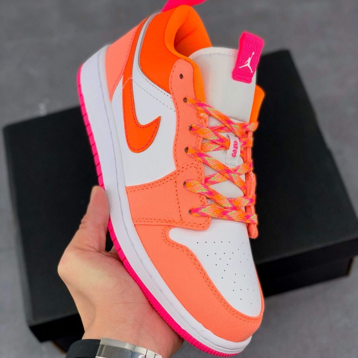 Custom Air Jordan 1 Low Utility Crimson Pulse Total Orange Sneakers