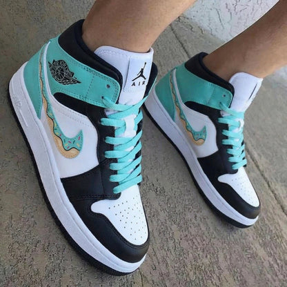 Donut Pattern Teal Black White Custom Air Jordan 1