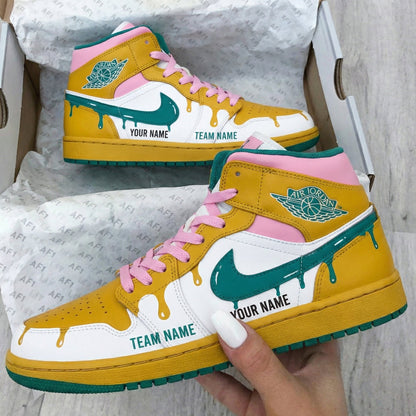 Drip Design Yellow Pink White Custom Air Jordan 1
