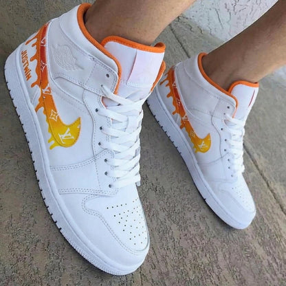 Drip LV Pattern Orange Yellow Custom Air Jordan 1