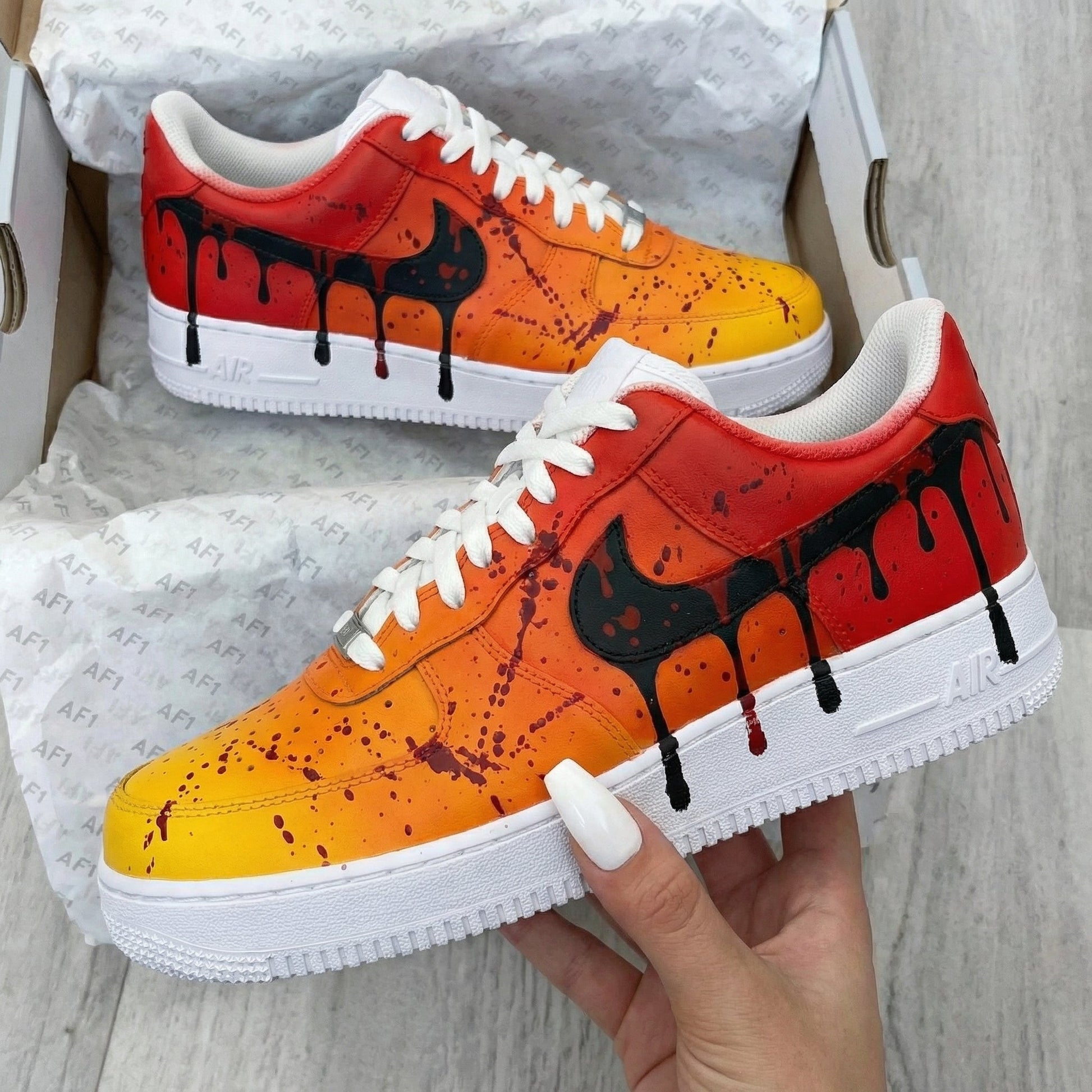Drip Paint Pattern Orange Red Custom Air Force 1