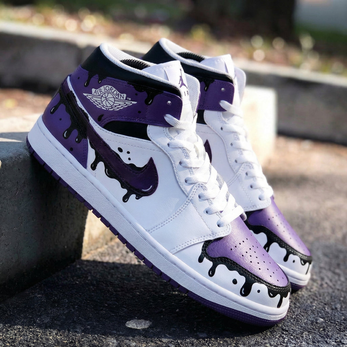 Drip Pattern Purple White Custom Air Jordan 1
