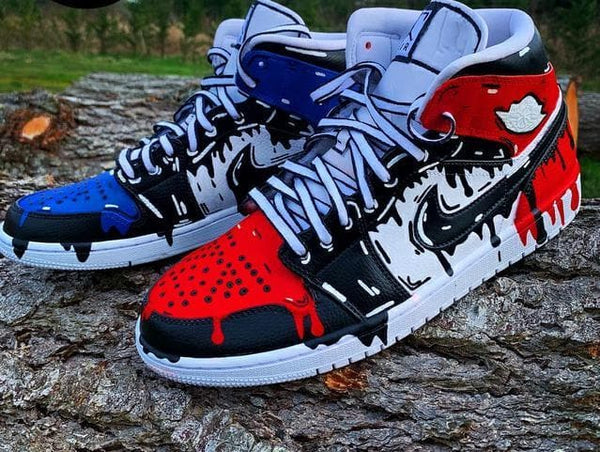 Drip Pattern Red Black Custom Air Jordan 1