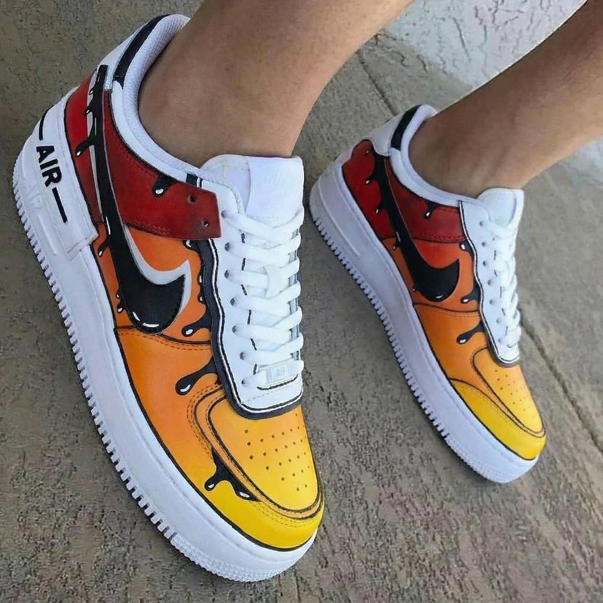 Drip Pattern Yellow Orange Custom Air Force 1