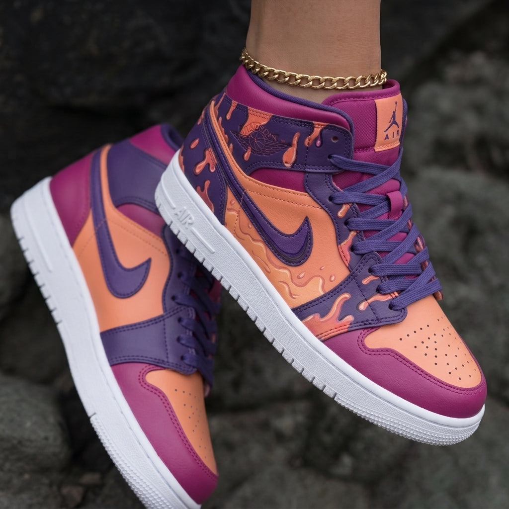 Dripping Orange Purple Custom Air Jordan 1