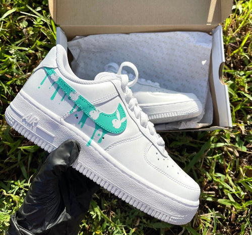Dripping Pattern Teal Custom Air Force 1