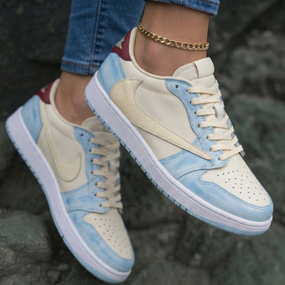 Dual Swoosh Baby Blue Burgundy Travis Scott Custom Air Jordan 1