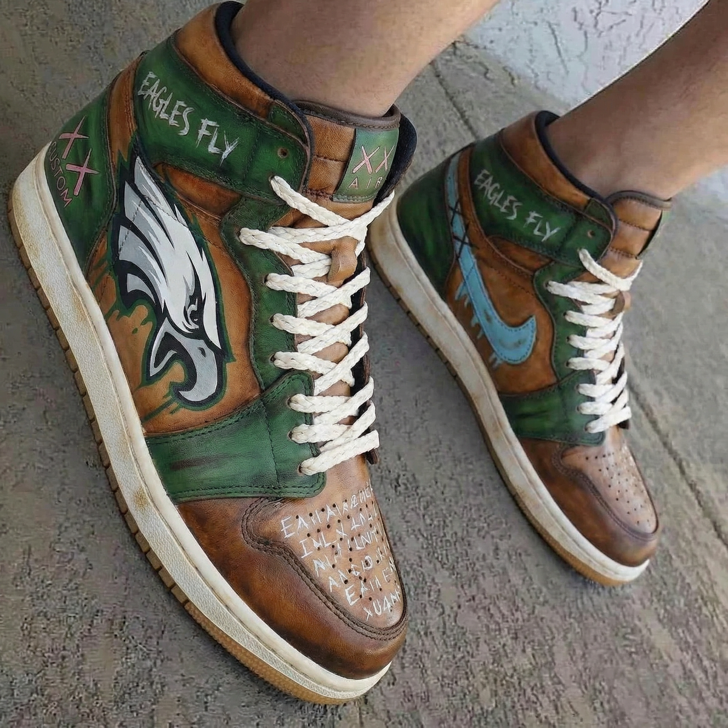 Eagles Theme Green Brown Custom Air Jordan 1