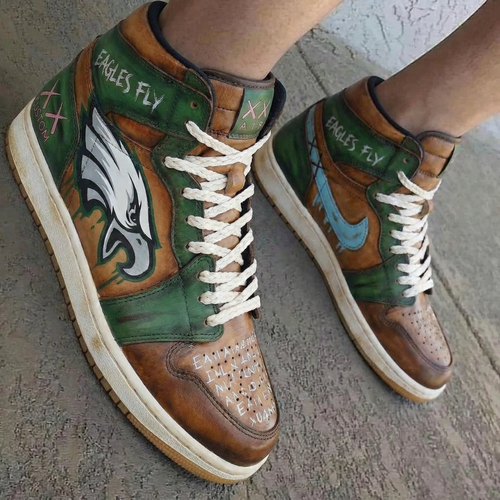Eagles Theme Green Brown Custom Air Jordan 1