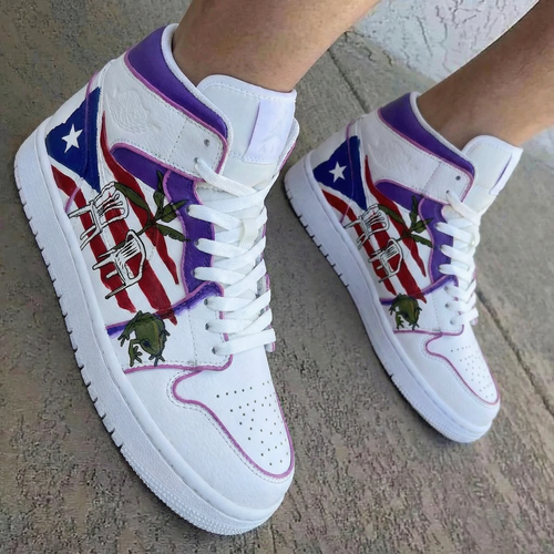 Flag Plant Frog Pattern Purple Custom Air Jordan 1