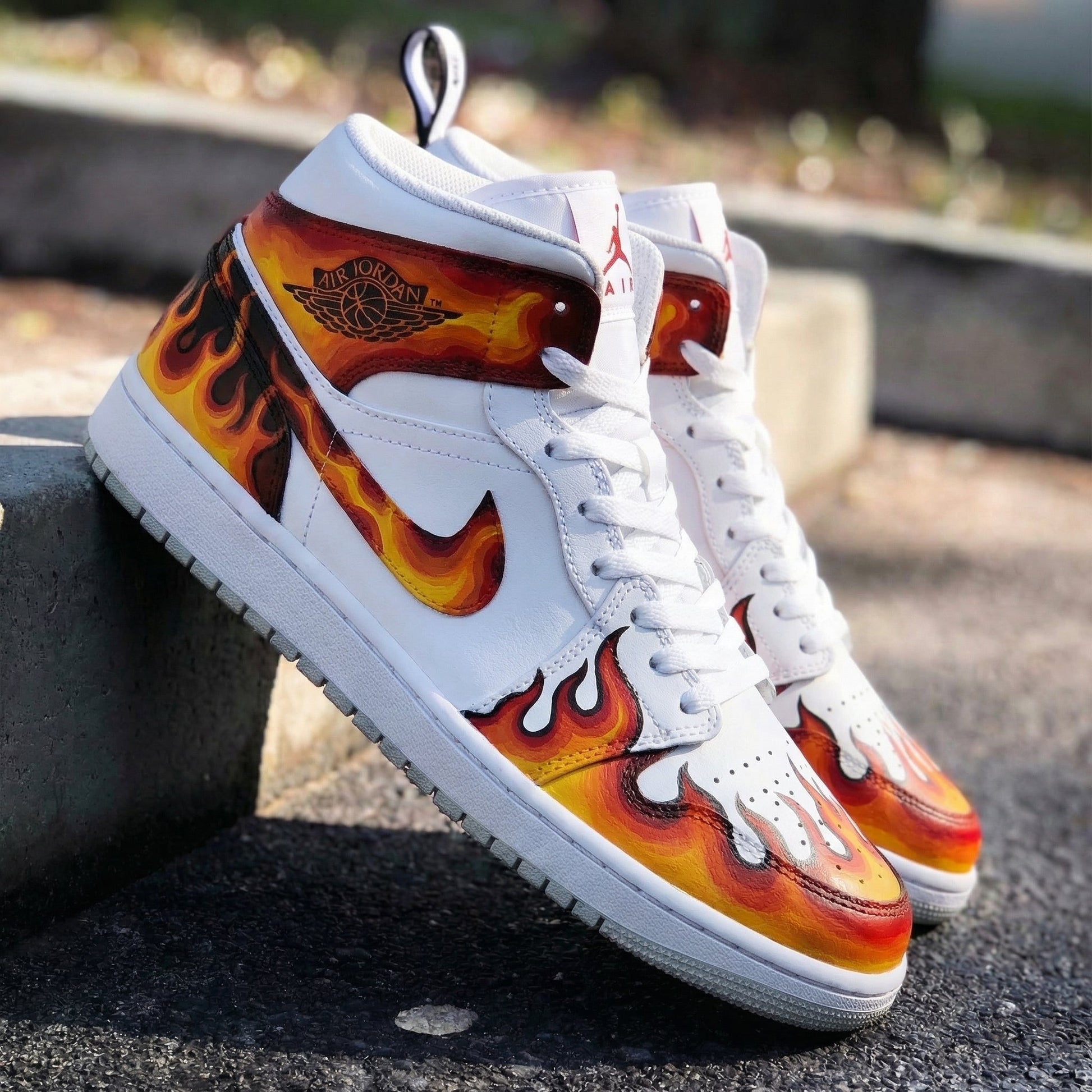 Flame Design Orange Red Custom Air Jordan 1