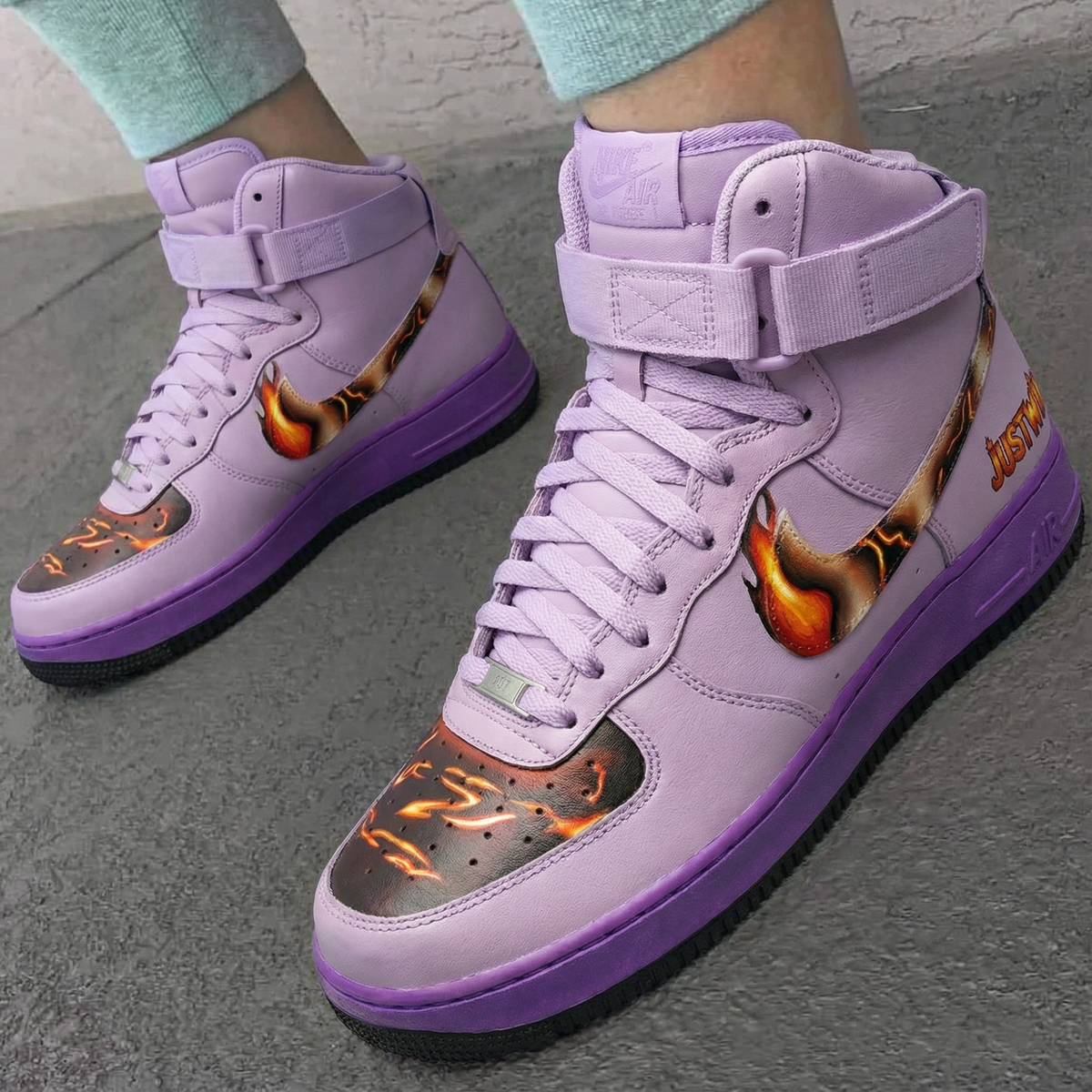 Flame Pattern Baby Purple Custom Air Force 1