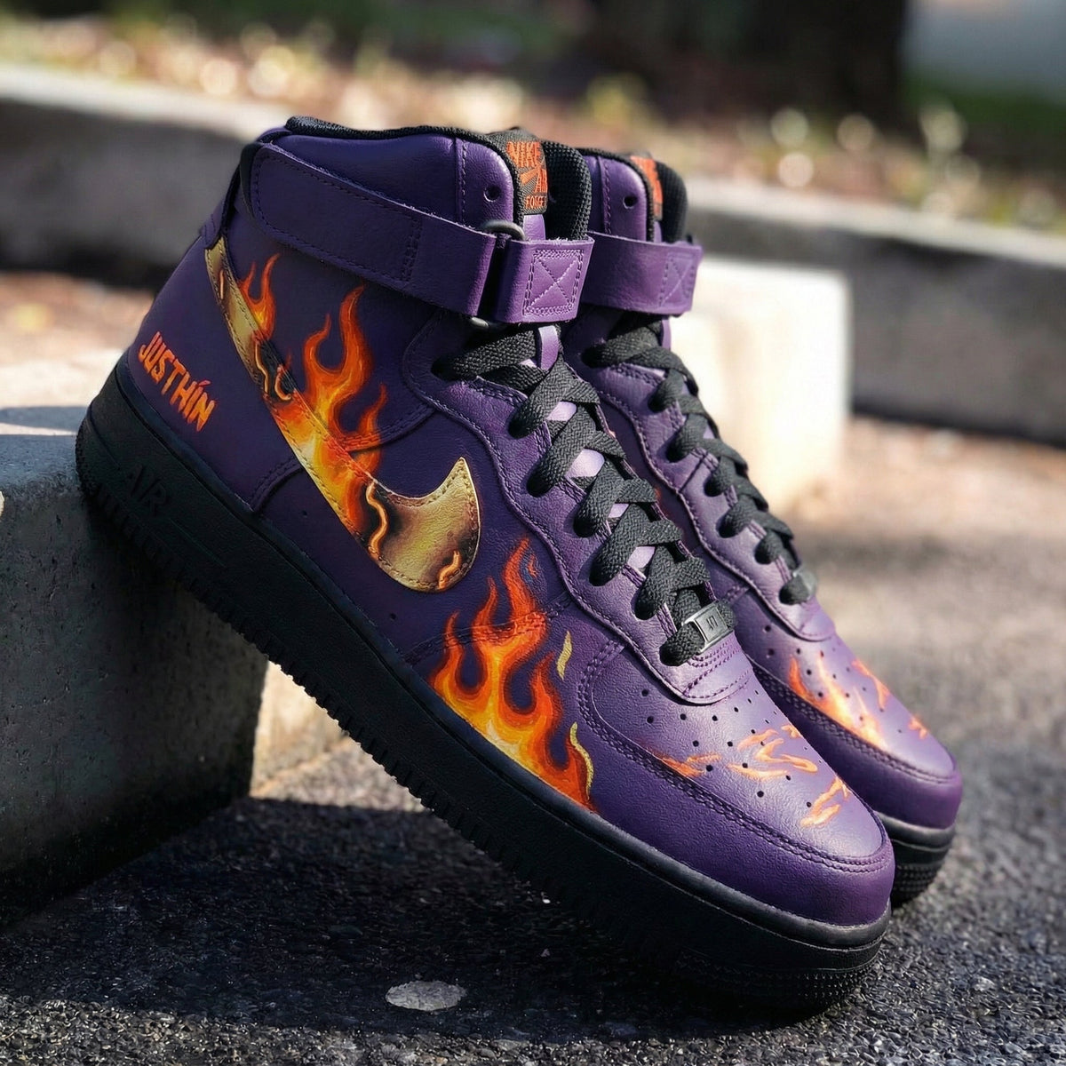 Flames Pattern Purple Custom Air Force 1