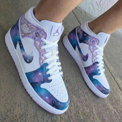 Floral Galaxy Purple Blue Custom Air Jordan 1