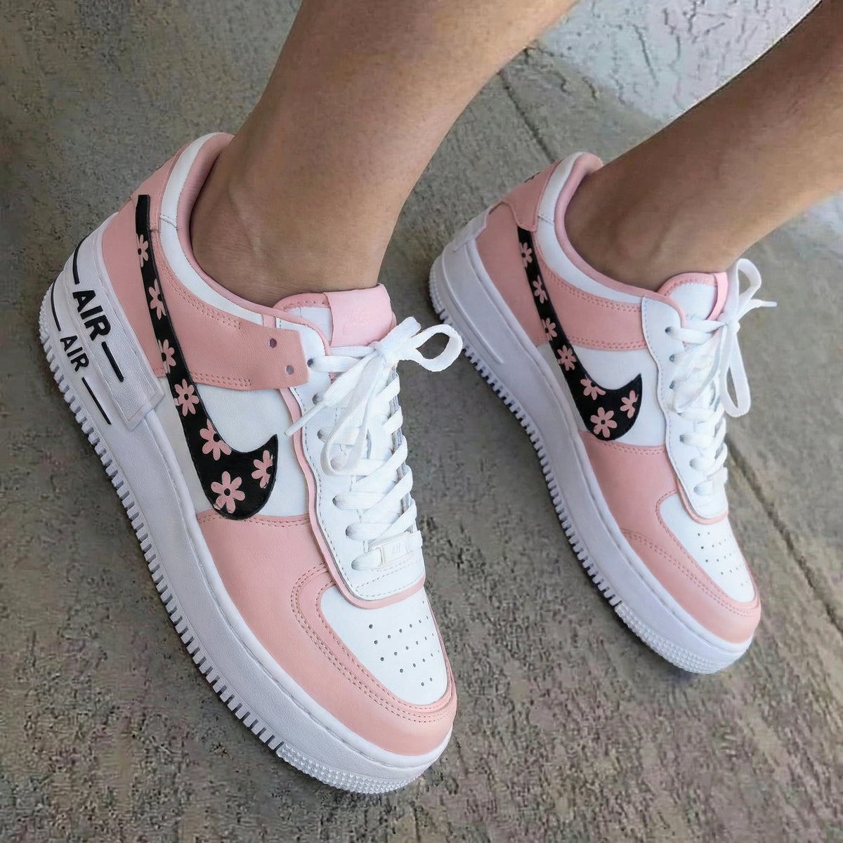 Flower Pattern Baby Pink White Custom Air Force 1