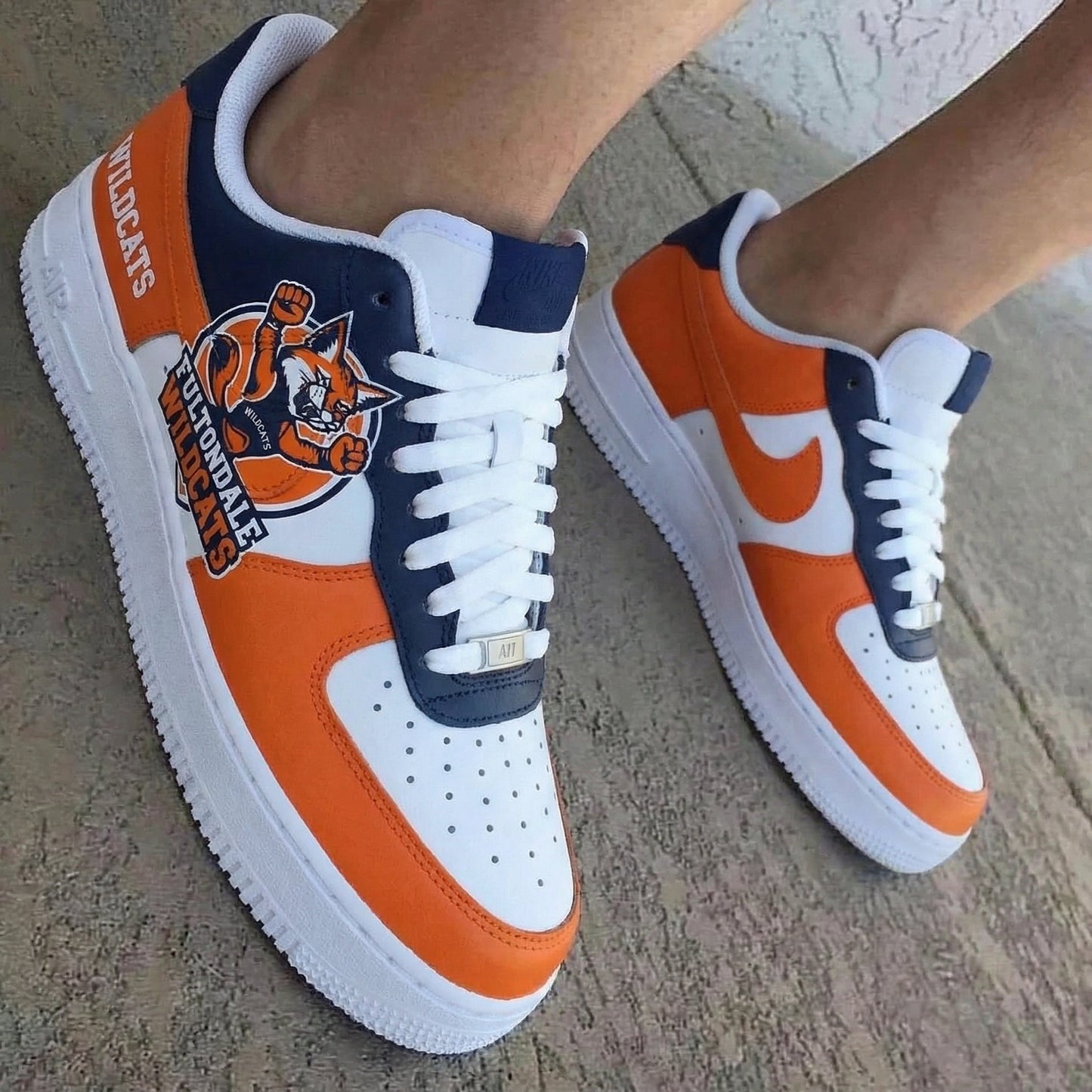 Fultondale Wildcats Fox Orange Navy Blue Custom Air Force 1