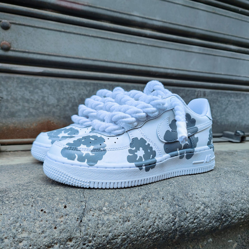 Hand Painted Gray Flower Custom Air Force 1 Sneakers