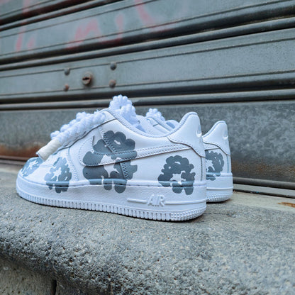 Hand Painted Gray Flower Custom Air Force 1 Sneakers
