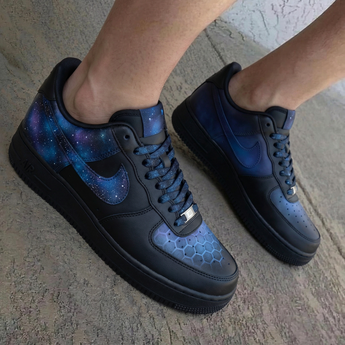 Galaxy Honeycomb Black Blue Purple Custom Air Force 1