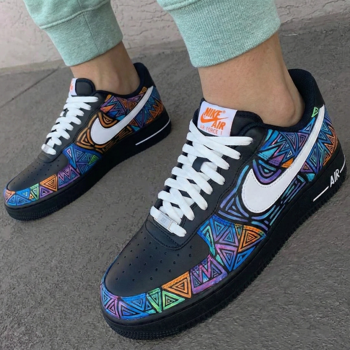 Geometric Pattern Black Custom Air Force 1