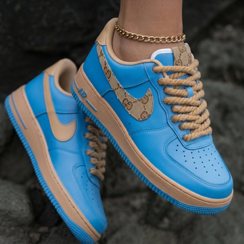 GG Baby Blue Beige Custom Air Force 1