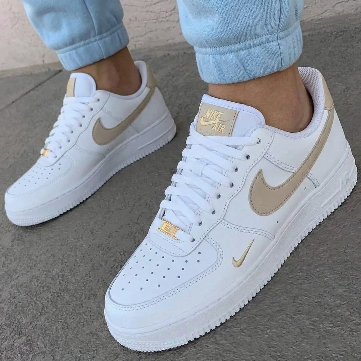 Gold Accented Beige Custom Air Force 1