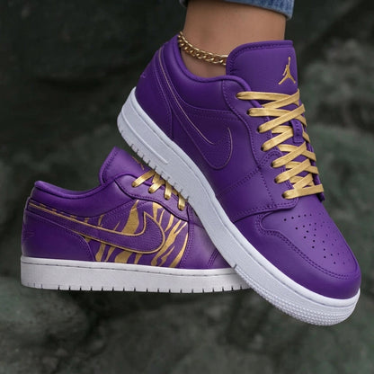 Gold Tiger Stripes Purple Gold Custom Air Jordan 1