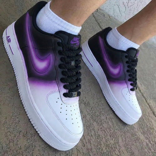 Gradient Purple Black Thick Shoelace Custom Air Force 1