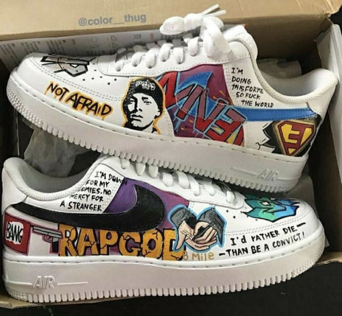Graffiti and Portrait Theme Multi - color Custom Air Force 1