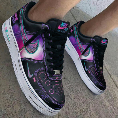 Graffiti Black Pink Teal Custom Air Force 1