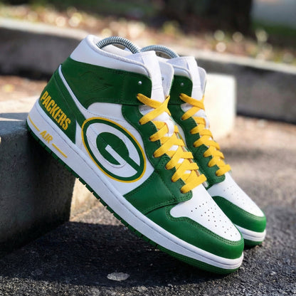 Green Bay Packers Theme Green Yellow White Custom Air Jordan 1