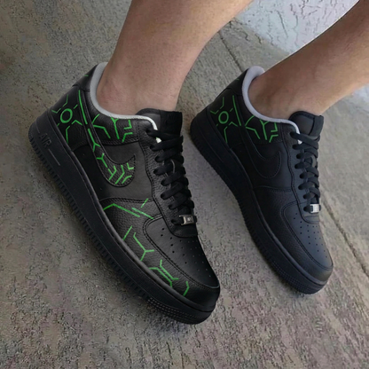 Green Tech Pattern Black Green Custom Air Force 1
