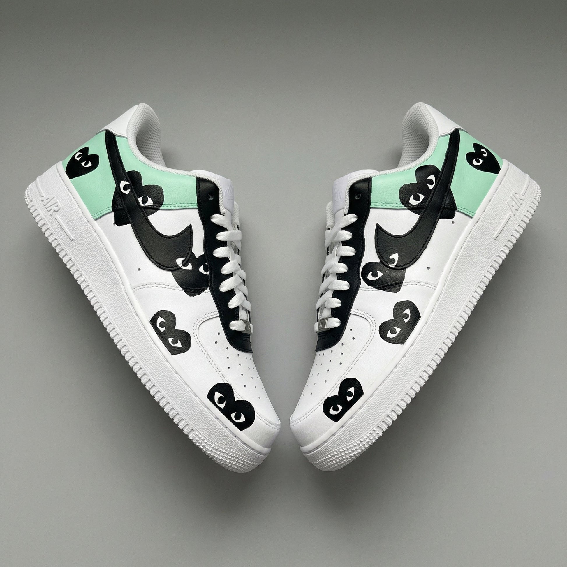 Heart - eyed Pattern Mint Black Custom Air Force 1