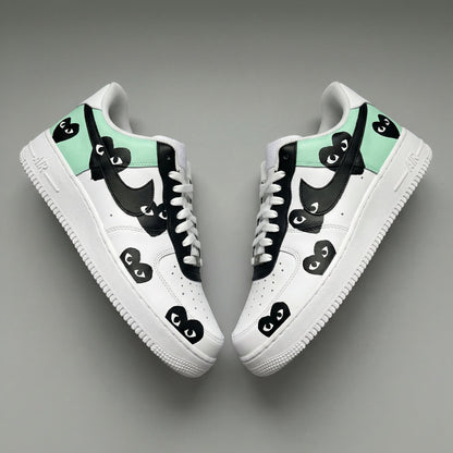 Heart - eyed Pattern Mint Black Custom Air Force 1