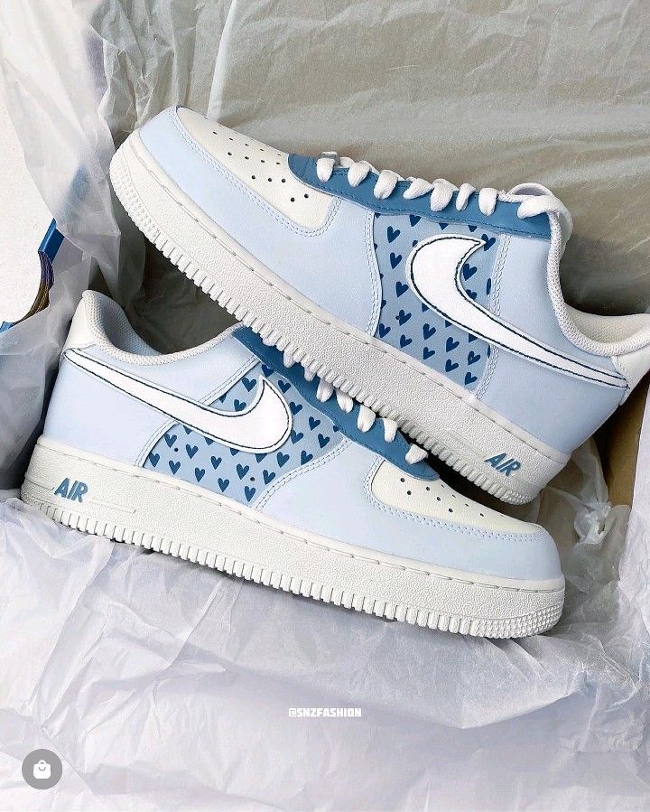 Heart Pattern Baby Blue Custom Air Force 1