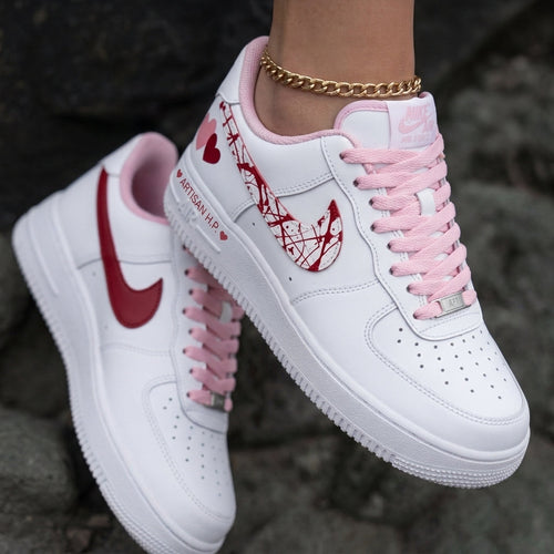 Hearts Baby Pink Red Custom Air Force 1