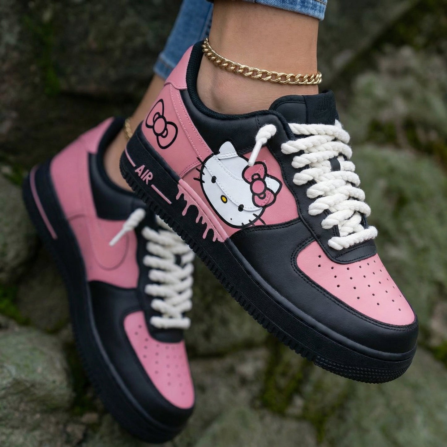 Hello Kitty Baby Pink Black Custom Air Force 1