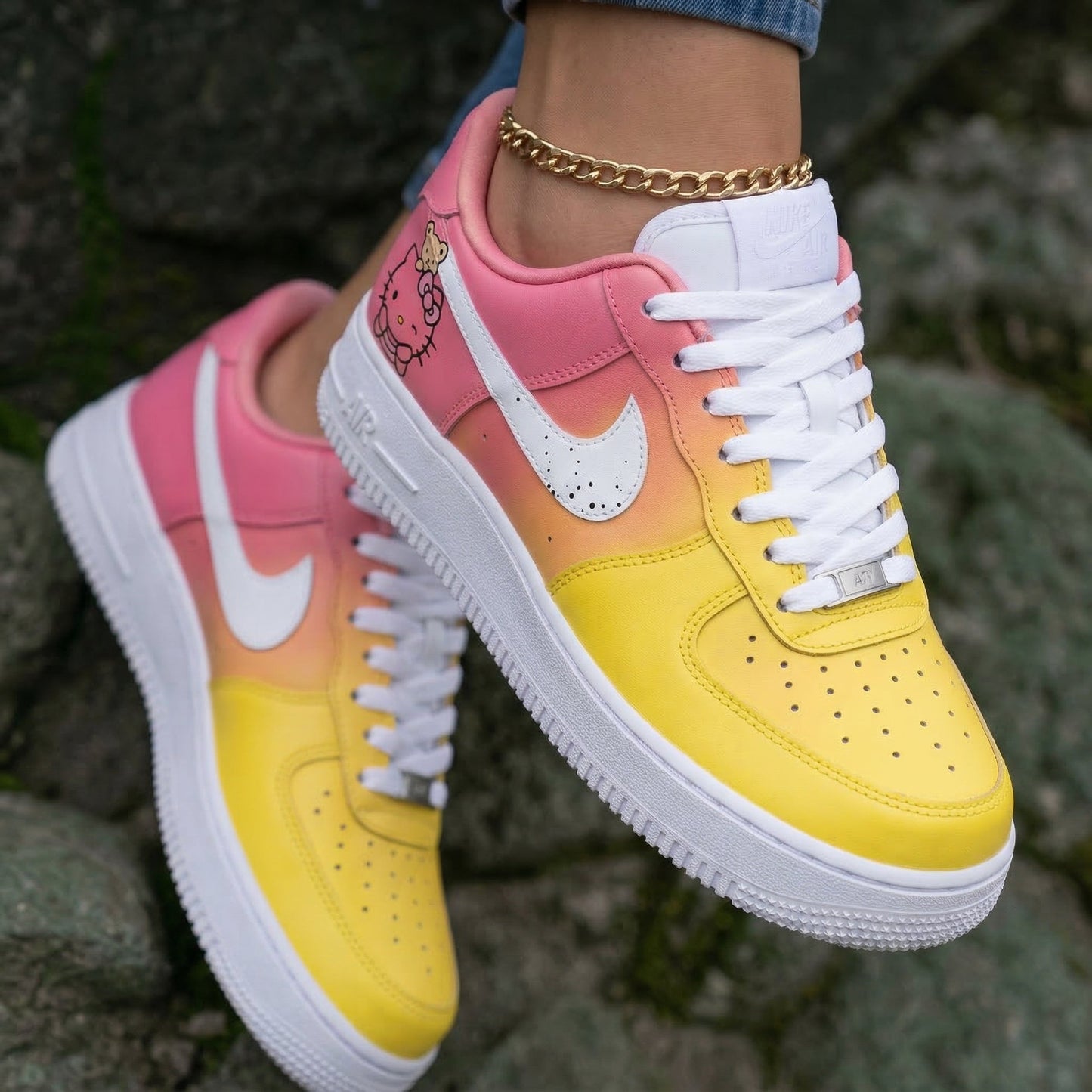 Hello Kitty Baby Pink Yellow Custom Air Force 1