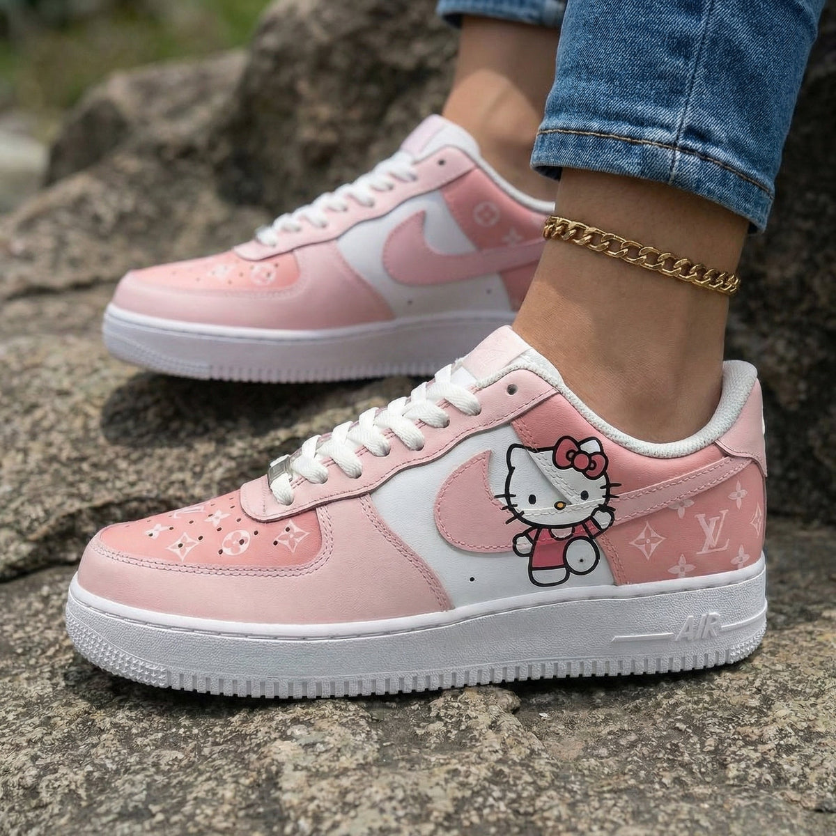 Hello Kitty LV Baby Pink White Custom Air Force 1