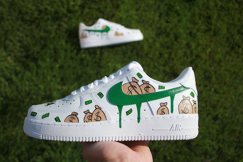 Hand Painted Money Bag Custom Air Force 1 Sneakers
