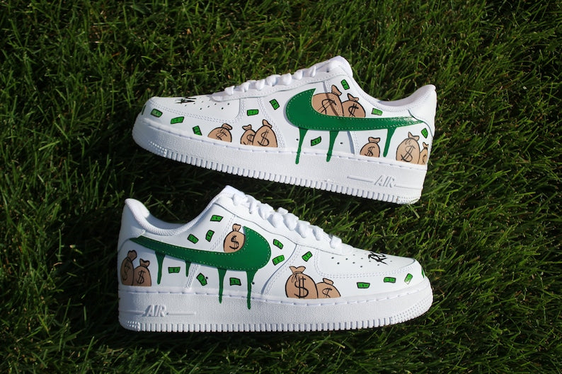 Hand Painted Money Bag Custom Air Force 1 Sneakers