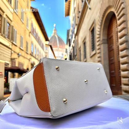 Custom Air Force 1 Custom Sneakers Matching Off-white Tan Italian Genuine Leather Tote Bag Gold Hardware Detachable Shoulder Strap Luxury Women's Top Handle Crossbody Handbag